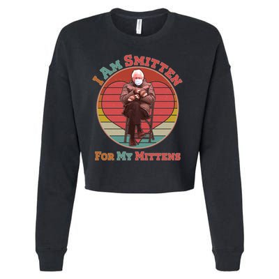 I Am Smitten For My Mittens Funny Bernie Sanders Meme Cropped Pullover Crew