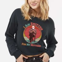 I Am Smitten For My Mittens Funny Bernie Sanders Meme Cropped Pullover Crew