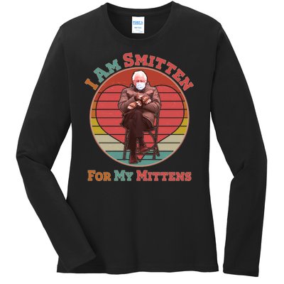 I Am Smitten For My Mittens Funny Bernie Sanders Meme Ladies Long Sleeve Shirt