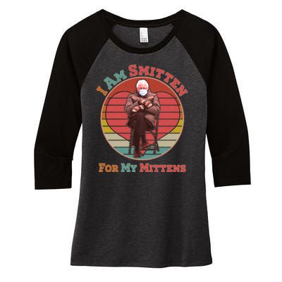 I Am Smitten For My Mittens Funny Bernie Sanders Meme Women's Tri-Blend 3/4-Sleeve Raglan Shirt