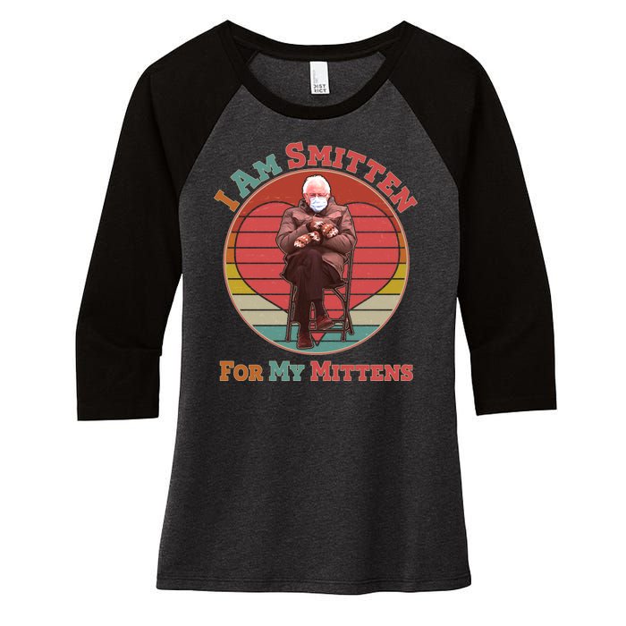 I Am Smitten For My Mittens Funny Bernie Sanders Meme Women's Tri-Blend 3/4-Sleeve Raglan Shirt