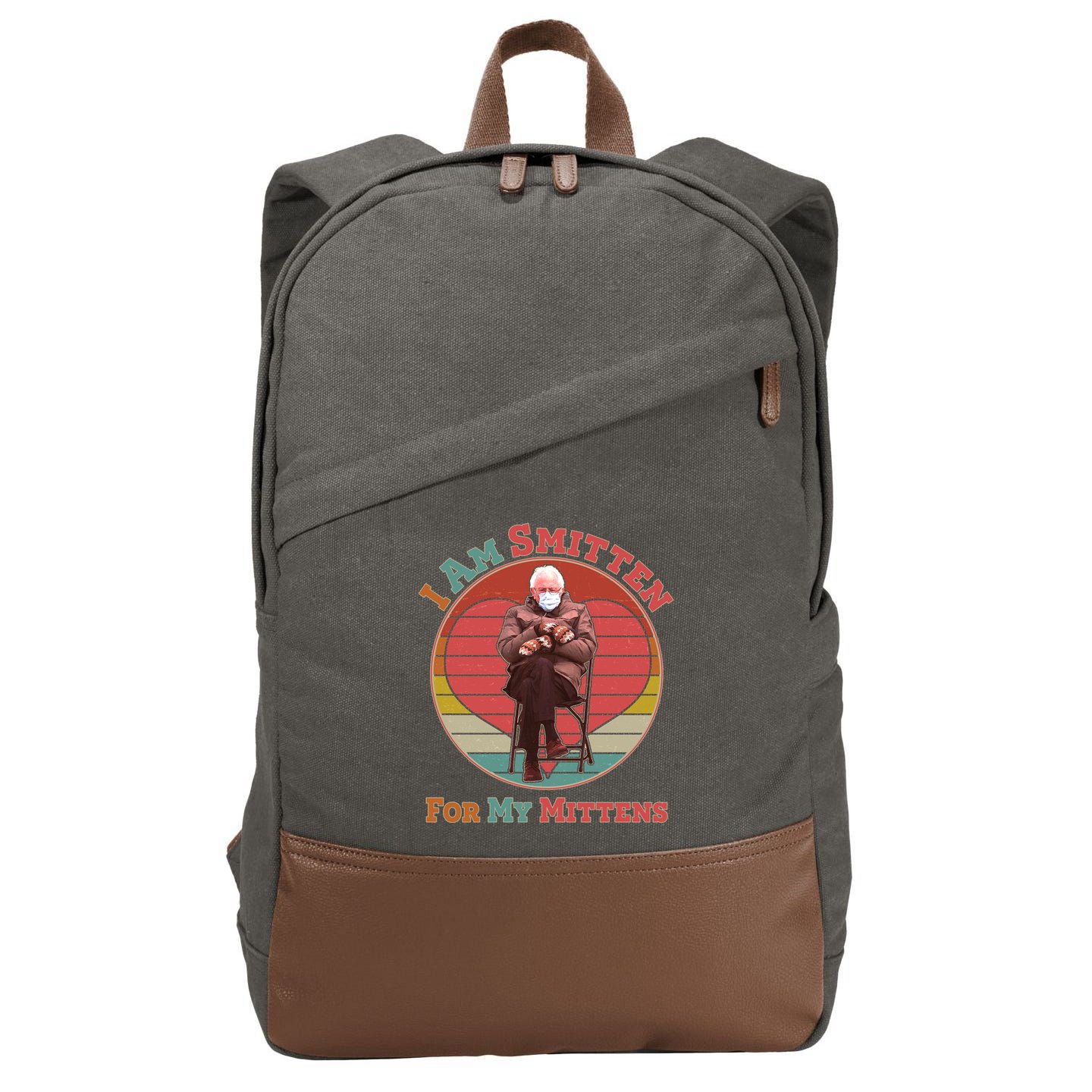 I Am Smitten For My Mittens Funny Bernie Sanders Meme Cotton Canvas Backpack