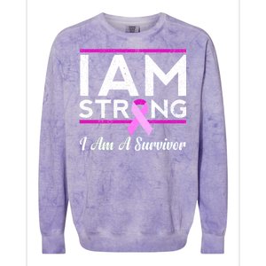 I Am Strong Breast Cancer Survivor Colorblast Crewneck Sweatshirt