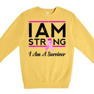 I Am Strong Breast Cancer Survivor Premium Crewneck Sweatshirt