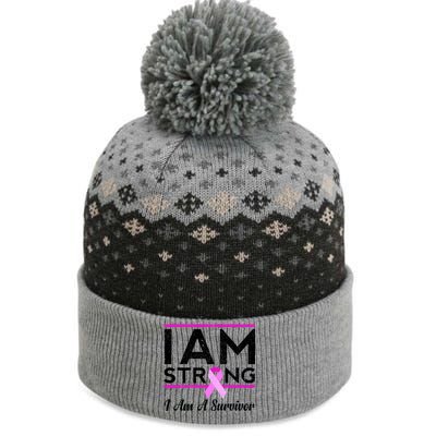 I Am Strong Breast Cancer Survivor The Baniff Cuffed Pom Beanie