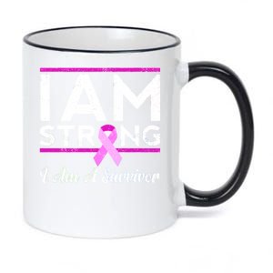 I Am Strong Breast Cancer Survivor 11oz Black Color Changing Mug