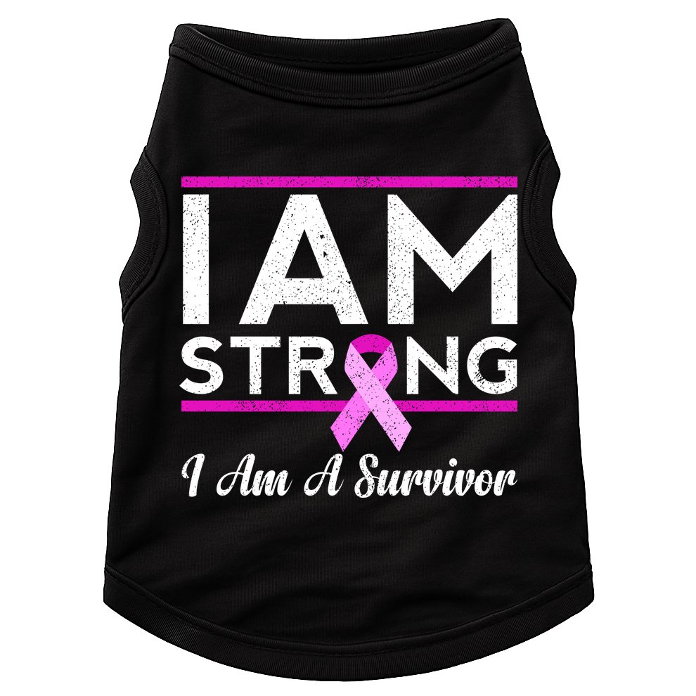 I Am Strong Breast Cancer Survivor Doggie Tank