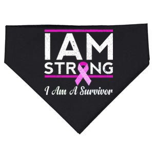 I Am Strong Breast Cancer Survivor USA-Made Doggie Bandana