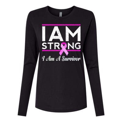 I Am Strong Breast Cancer Survivor Womens Cotton Relaxed Long Sleeve T-Shirt