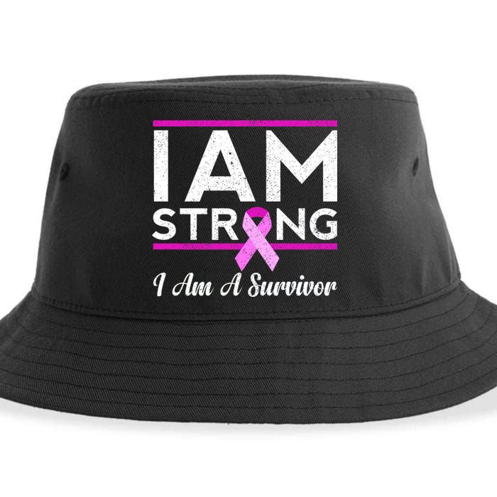 I Am Strong Breast Cancer Survivor Sustainable Bucket Hat