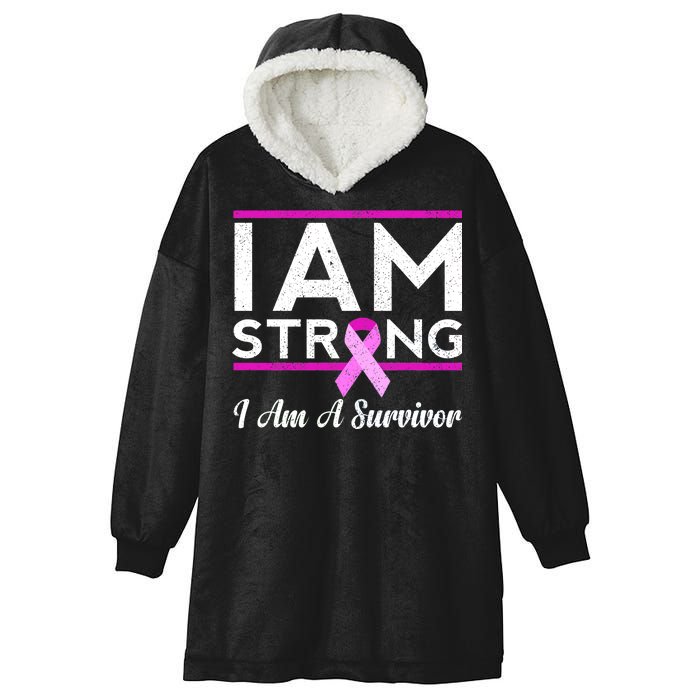 I Am Strong Breast Cancer Survivor Hooded Wearable Blanket