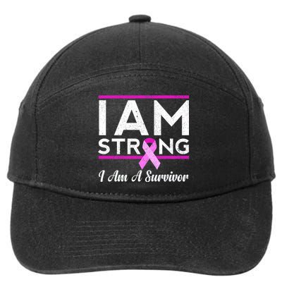 I Am Strong Breast Cancer Survivor 7-Panel Snapback Hat