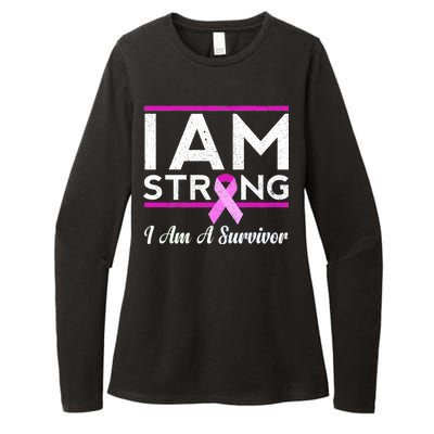 I Am Strong Breast Cancer Survivor Womens CVC Long Sleeve Shirt