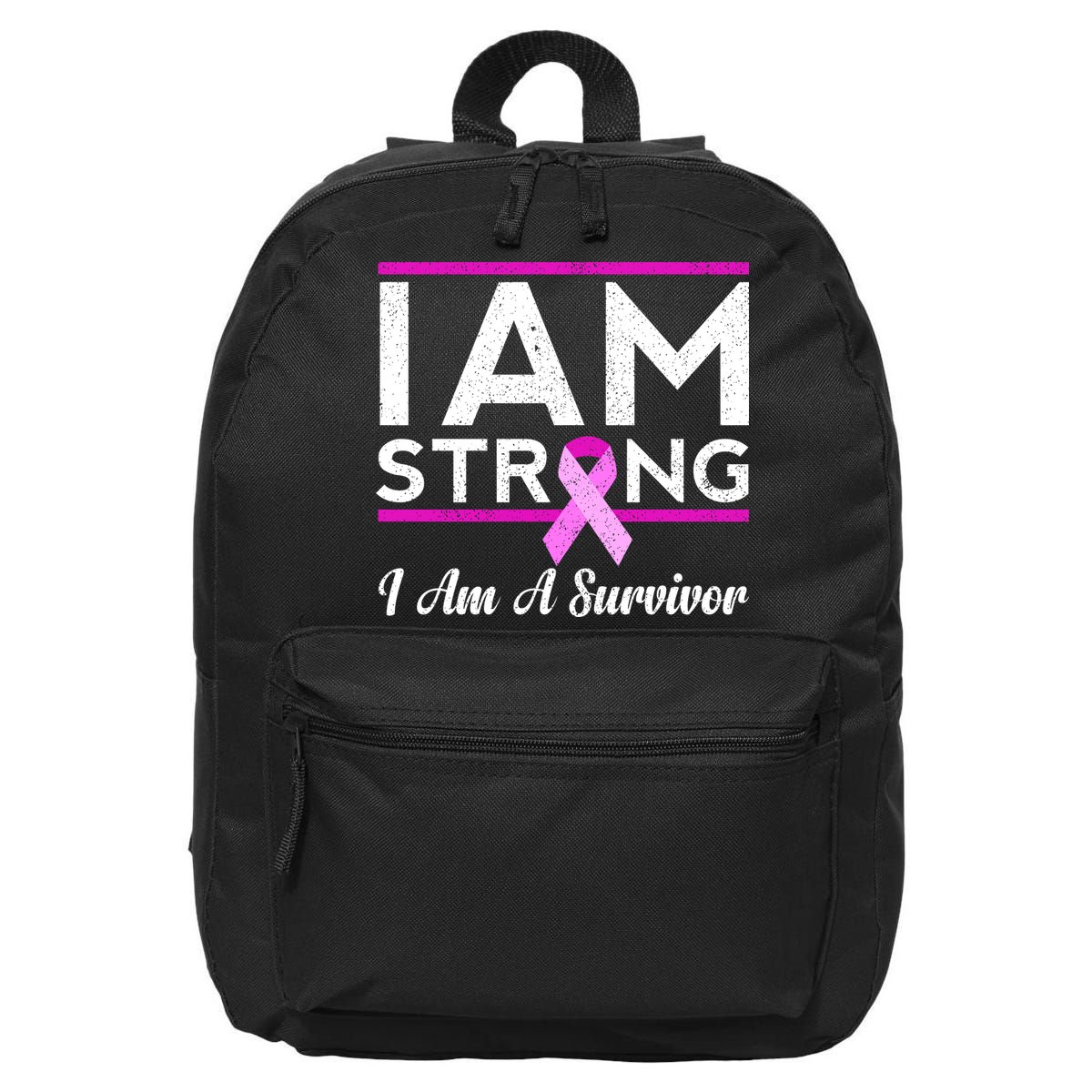 I Am Strong Breast Cancer Survivor 16 in Basic Backpack