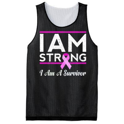 I Am Strong Breast Cancer Survivor Mesh Reversible Basketball Jersey Tank