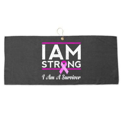 I Am Strong Breast Cancer Survivor Large Microfiber Waffle Golf Towel