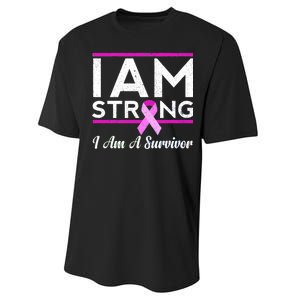 I Am Strong Breast Cancer Survivor Performance Sprint T-Shirt