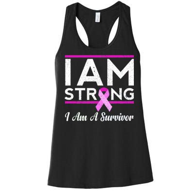 I Am Strong Breast Cancer Survivor Women's Racerback Tank