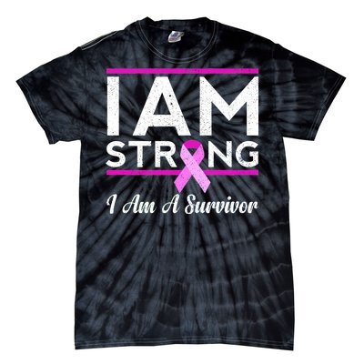 I Am Strong Breast Cancer Survivor Tie-Dye T-Shirt