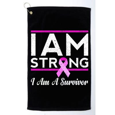 I Am Strong Breast Cancer Survivor Platinum Collection Golf Towel