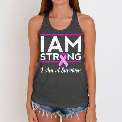 I Am Strong Breast Cancer Survivor Women's Knotted Racerback Tank