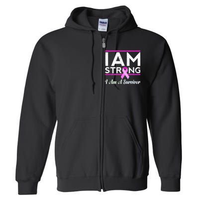 I Am Strong Breast Cancer Survivor Full Zip Hoodie