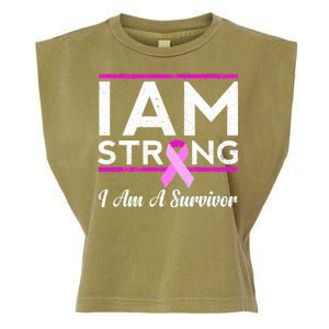 I Am Strong Breast Cancer Survivor Garment-Dyed Women's Muscle Tee