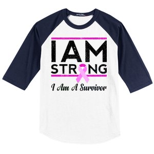 I Am Strong Breast Cancer Survivor Baseball Sleeve Shirt