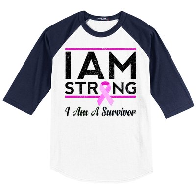 I Am Strong Breast Cancer Survivor Baseball Sleeve Shirt