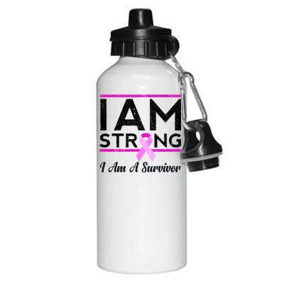 I Am Strong Breast Cancer Survivor Aluminum Water Bottle