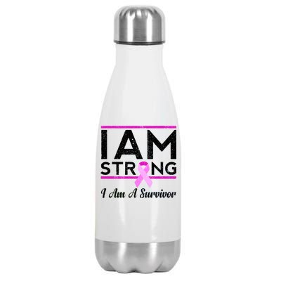 I Am Strong Breast Cancer Survivor Stainless Steel Insulated Water Bottle