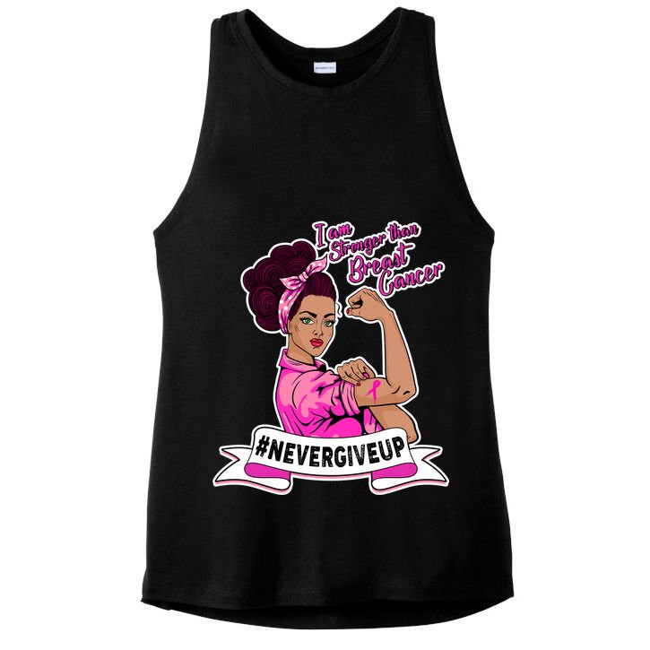 I Am Stronger than Breast Cancer NeverGiveUp Ladies PosiCharge Tri-Blend Wicking Tank
