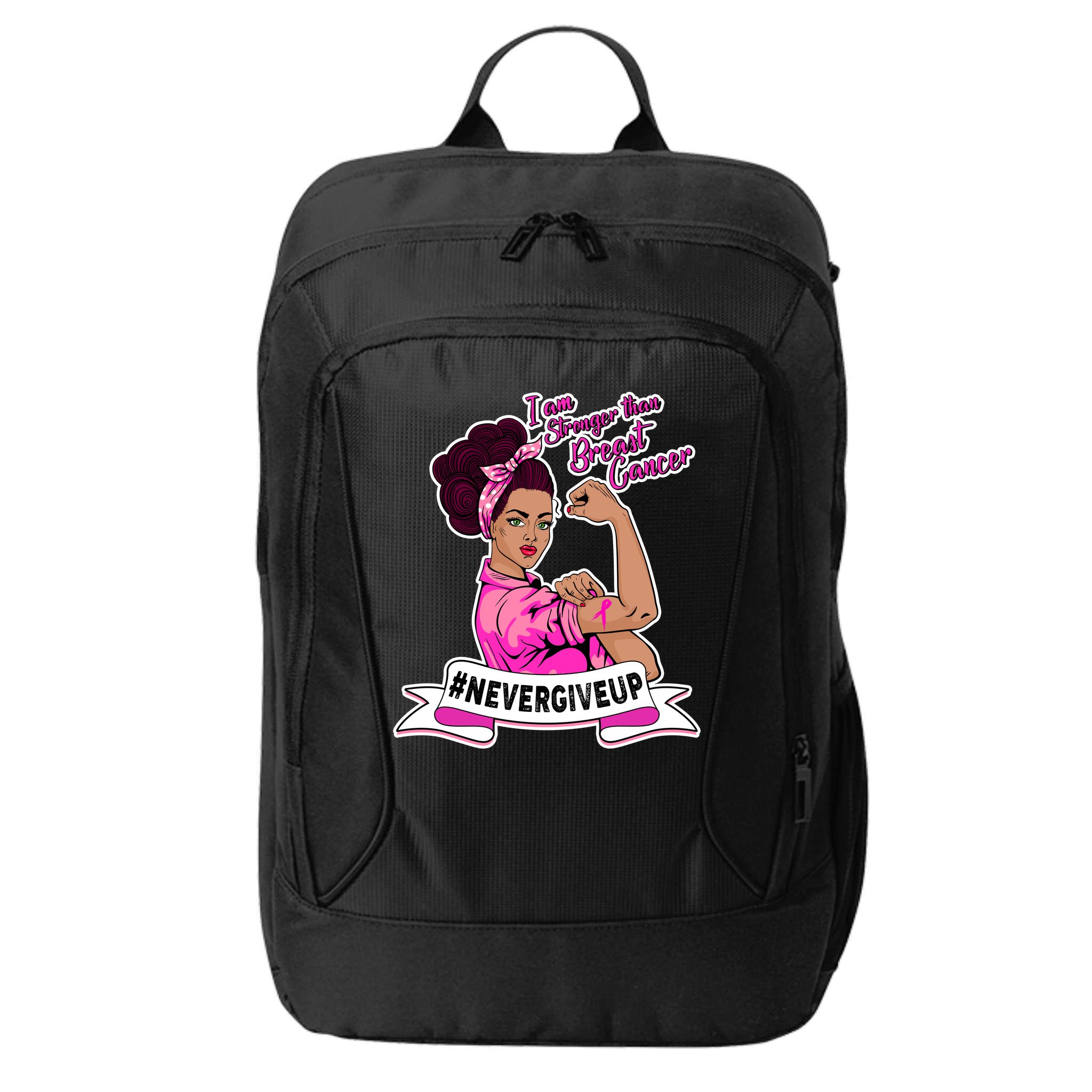 I Am Stronger than Breast Cancer NeverGiveUp City Backpack