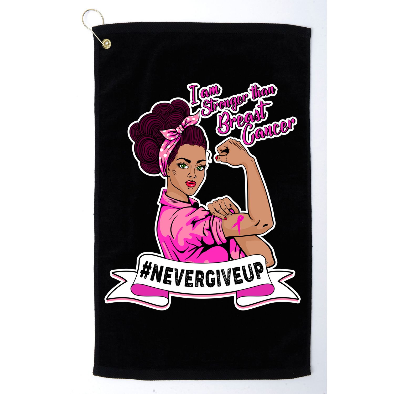 I Am Stronger than Breast Cancer NeverGiveUp Golf Towel