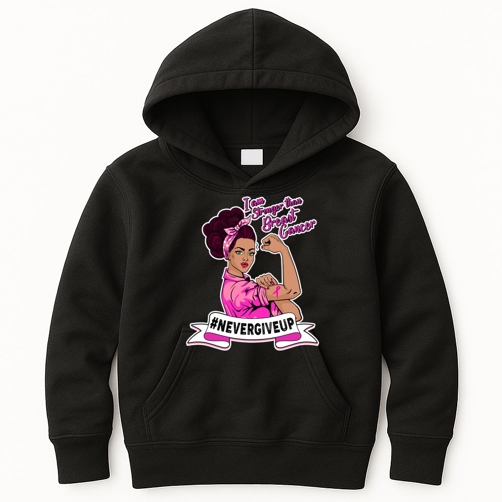 I Am Stronger than Breast Cancer NeverGiveUp Kids Hoodie