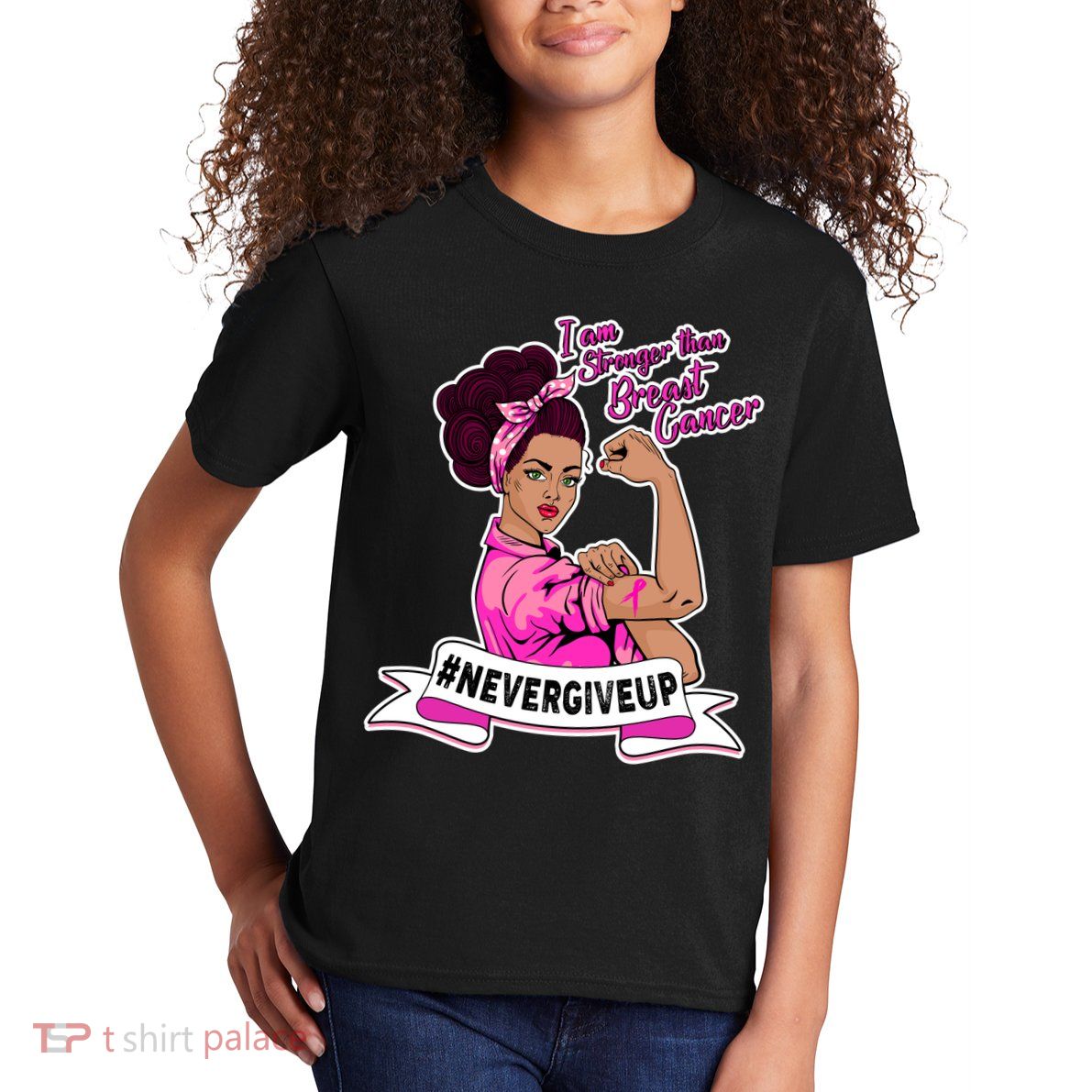 I Am Stronger than Breast Cancer NeverGiveUp Kids T-Shirt
