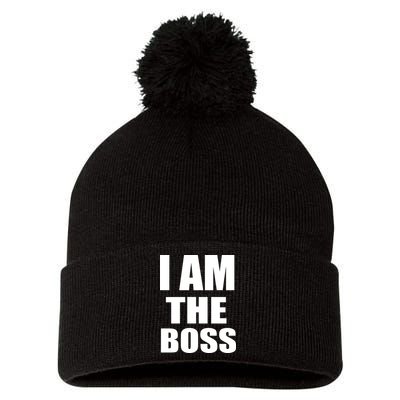 I Am The Boss Pom Pom 12in Knit Beanie