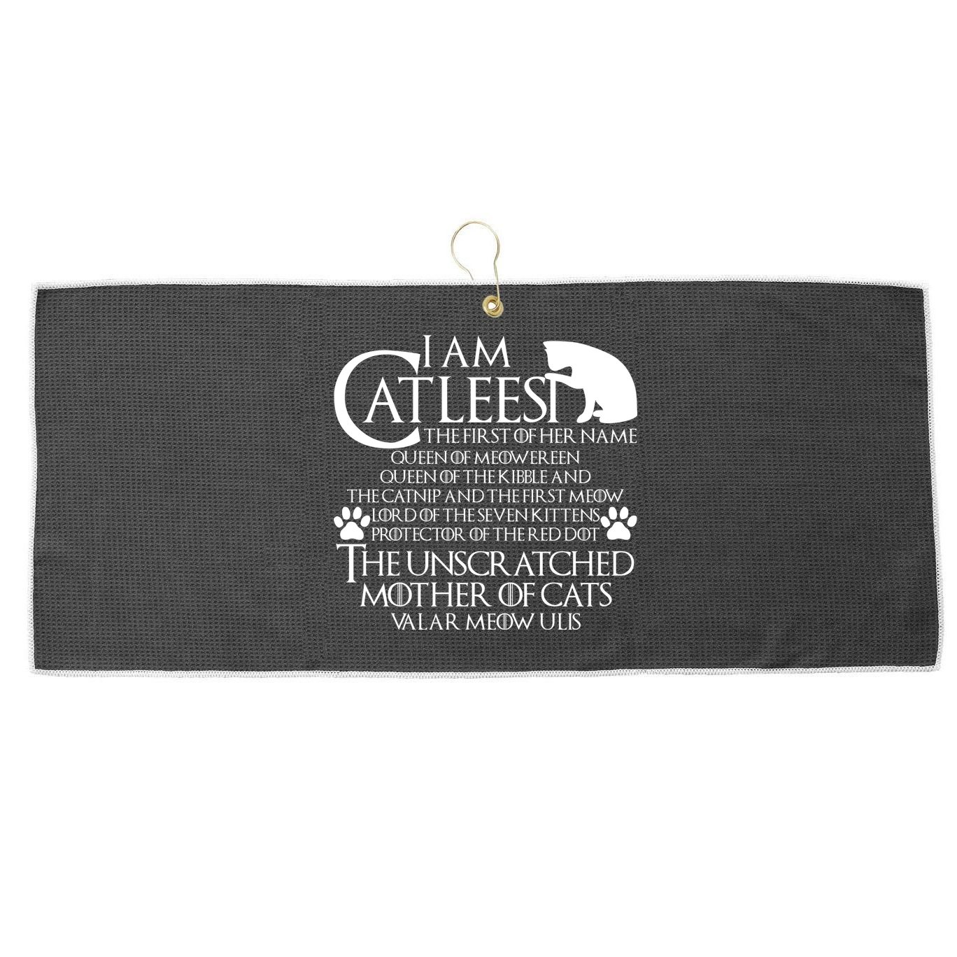 I Am The Catleesi Mother Of Cats Large Microfiber Waffle Golf Towel