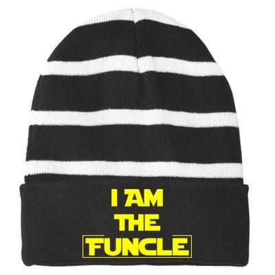 I Am The Funcle Fun Uncle Striped Beanie with Solid Band