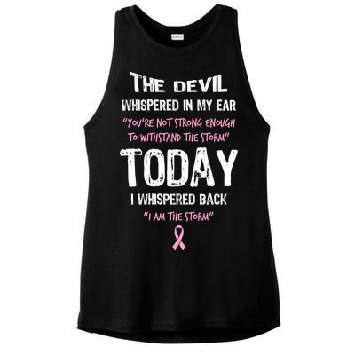 I Am The Storm Breast Cancer Quote Ladies PosiCharge Tri-Blend Wicking Tank