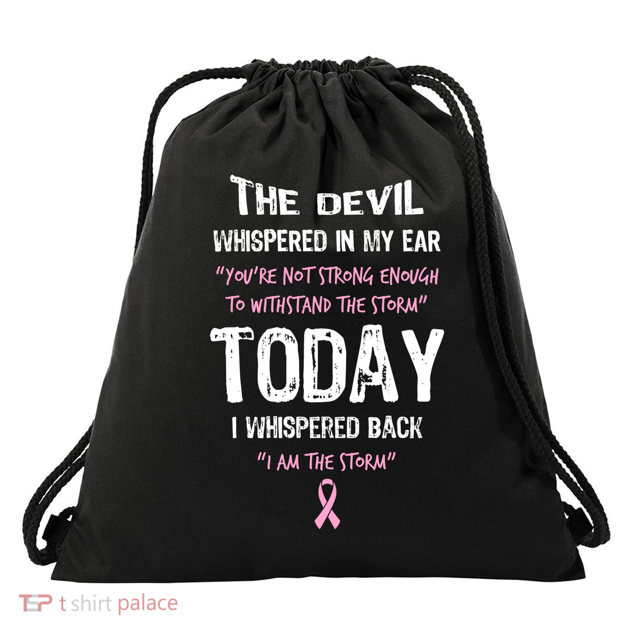 I Am The Storm Breast Cancer Quote Drawstring Bag