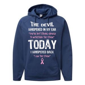 I Am The Storm Breast Cancer Quote Performance Fleece Hoodie