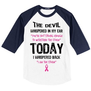 I Am The Storm Breast Cancer Quote Baseball Sleeve Shirt