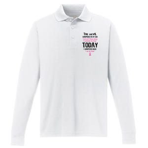 I Am The Storm Breast Cancer Quote Performance Long Sleeve Polo