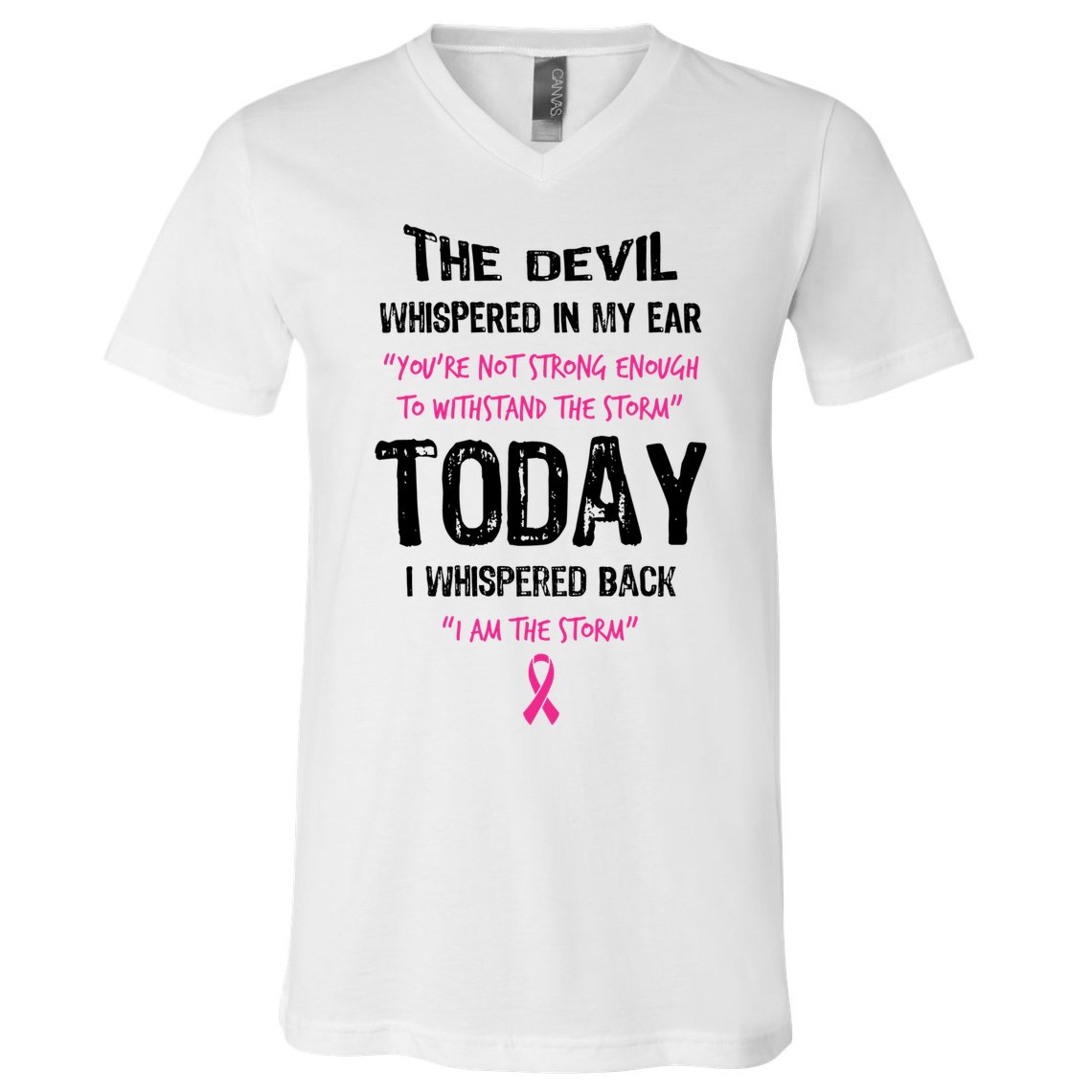 I Am The Storm Breast Cancer Quote V-Neck T-Shirt