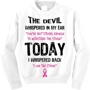 I Am The Storm Breast Cancer Quote Kids Sweatshirt