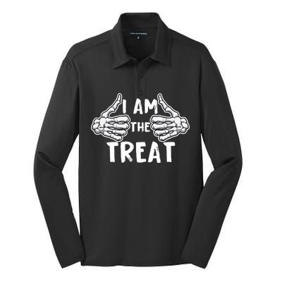 I Am The Treat Funny Halloween Silk Touch Performance Long Sleeve Polo