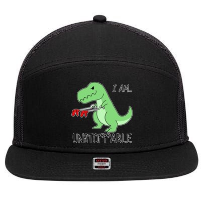 I Am Unstoppable Dinosaur 7 Panel Mesh Trucker Snapback Hat