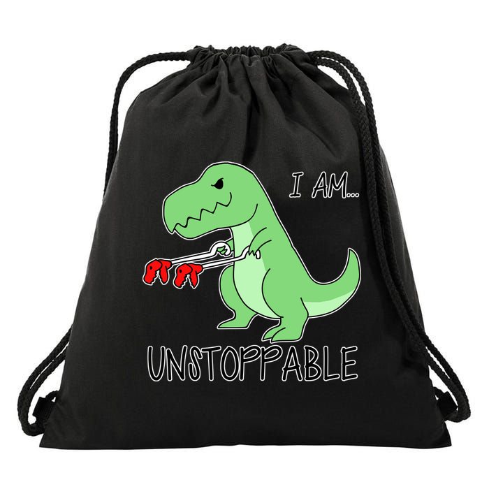I Am Unstoppable Dinosaur Drawstring Bag