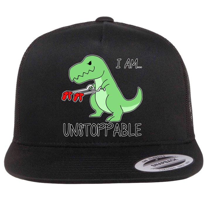 I Am Unstoppable Dinosaur Flat Bill Trucker Hat